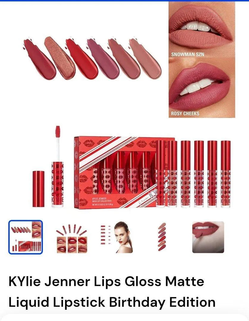 High Pigmented Lip Gloss Pack of 6 Kylie Branded Premium Lip stains
